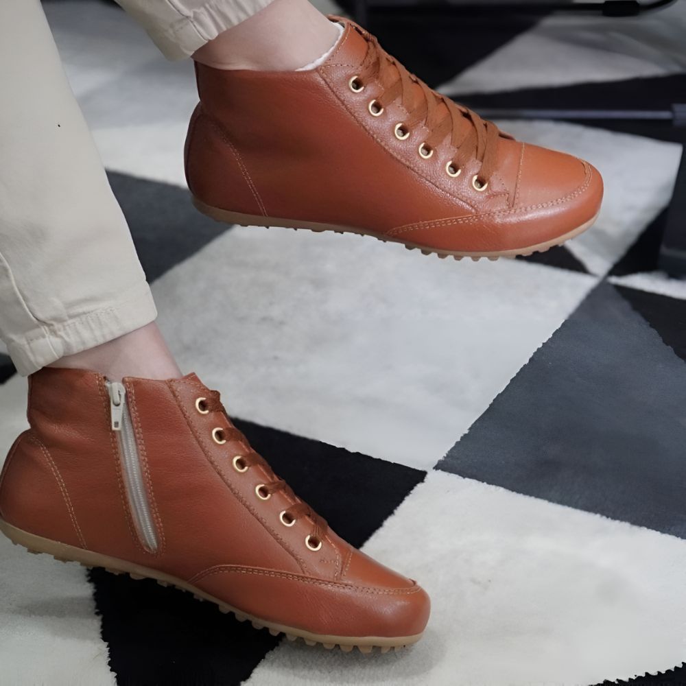Botinha Casual Feminina Rasteira Com Zíper Lateral Muito Confortável Para o Seu Dia a Dia em Oferta na Shopee