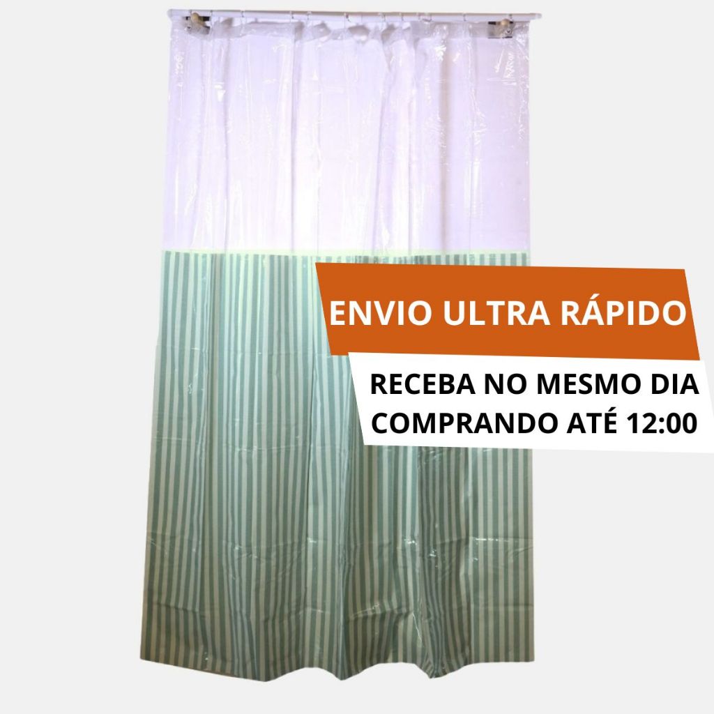 Cortina Para Box PVC 198x180cm Uzoo Banheiro Decoração Estampa Chuveiro Com Ganchos