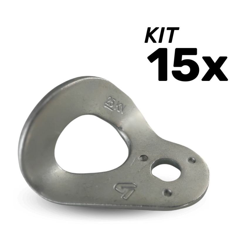Kit 15 Unidades Chapeleta em Aço Carbono p/ Ancoragem Rapel Escalada 4climb