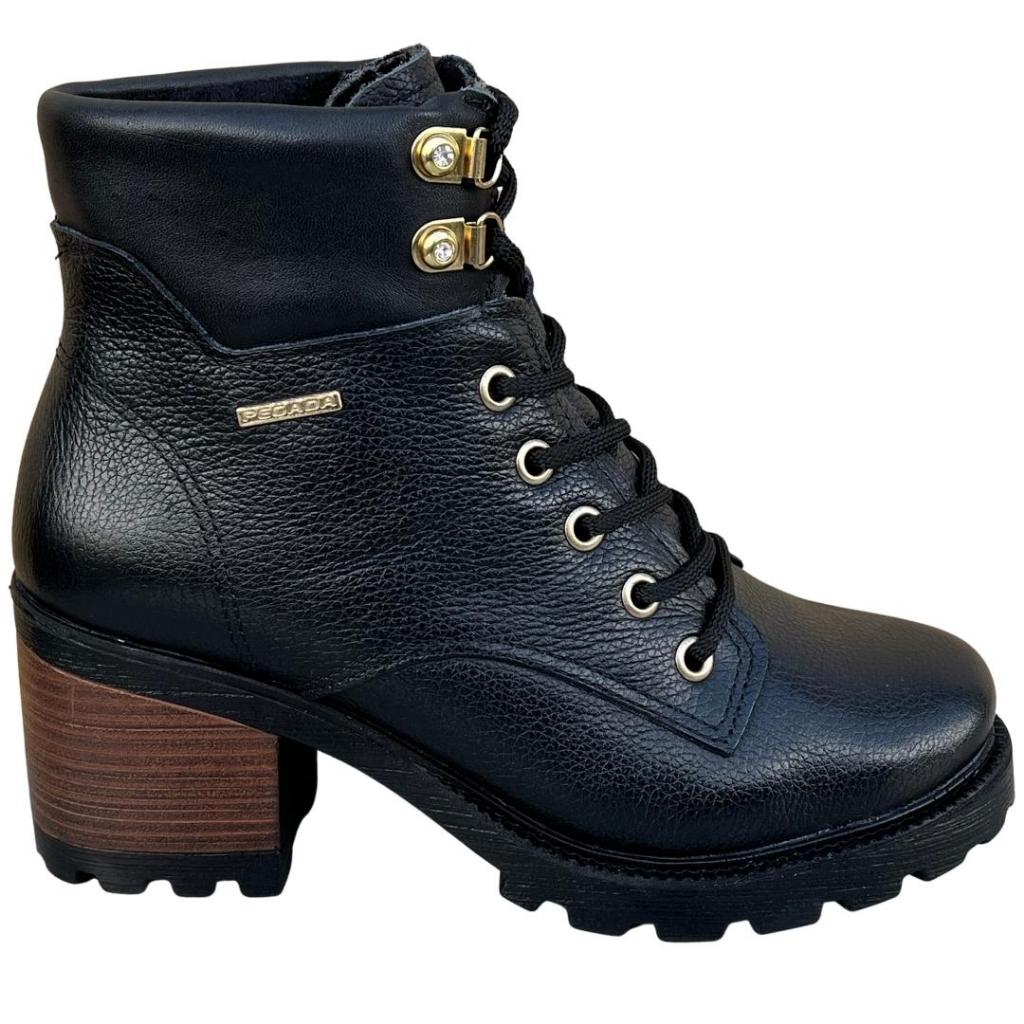 Coturno Feminina Cano Médio Bota de Couro de Mulher Pegada Lançamento 281329 em Oferta na Shopee