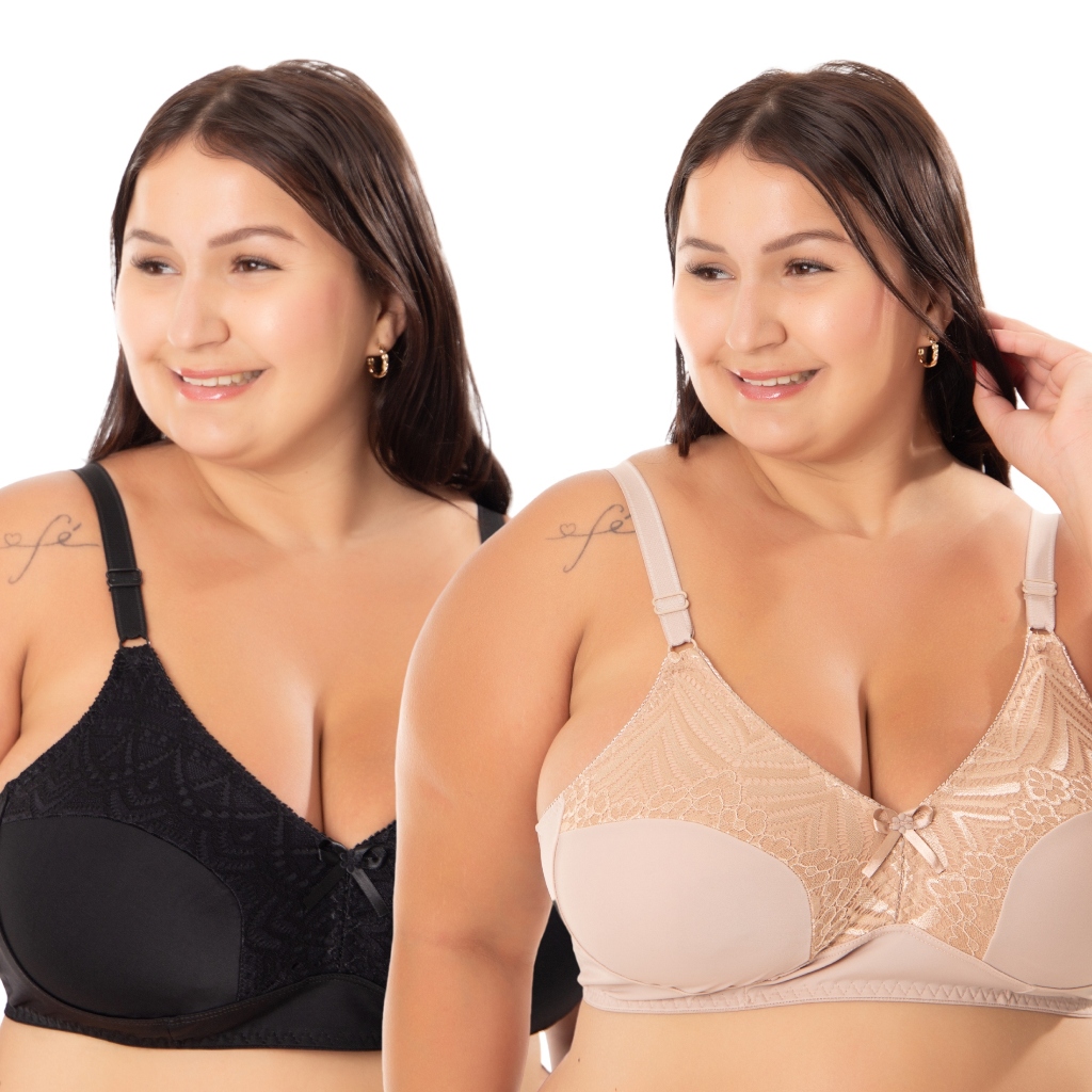 Kit 2 Sutiã Plus Size Sem Bojo De Renda Reforçado Lingerie