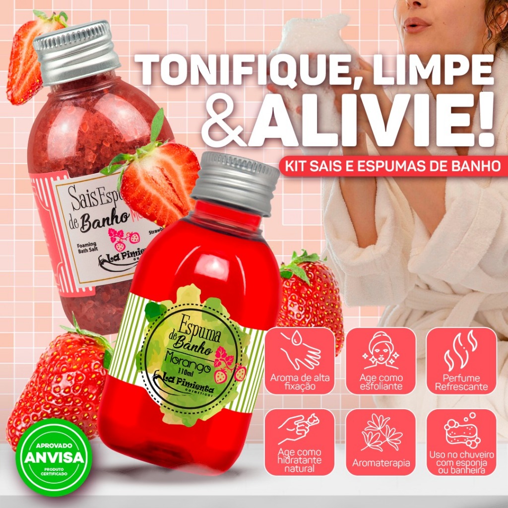 KIT SAIS E ESPUMAS PARA RELAXAR NO BANHO, NA BANHEIRA OU JACUZZI