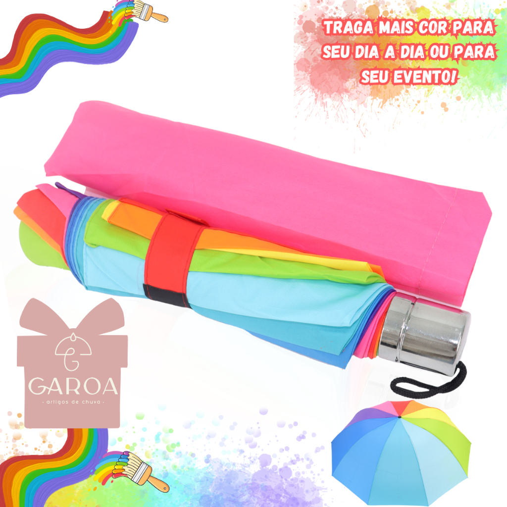 Guarda Chuva Arco-Íris Grande Reforçado 10 Hastes Contra Vento em Oferta na Shopee
