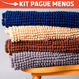 Kit Tapete Banheiro 40x60 Antiderrapante Bolinha Microfibra Macarrão Luxo Várias Cores