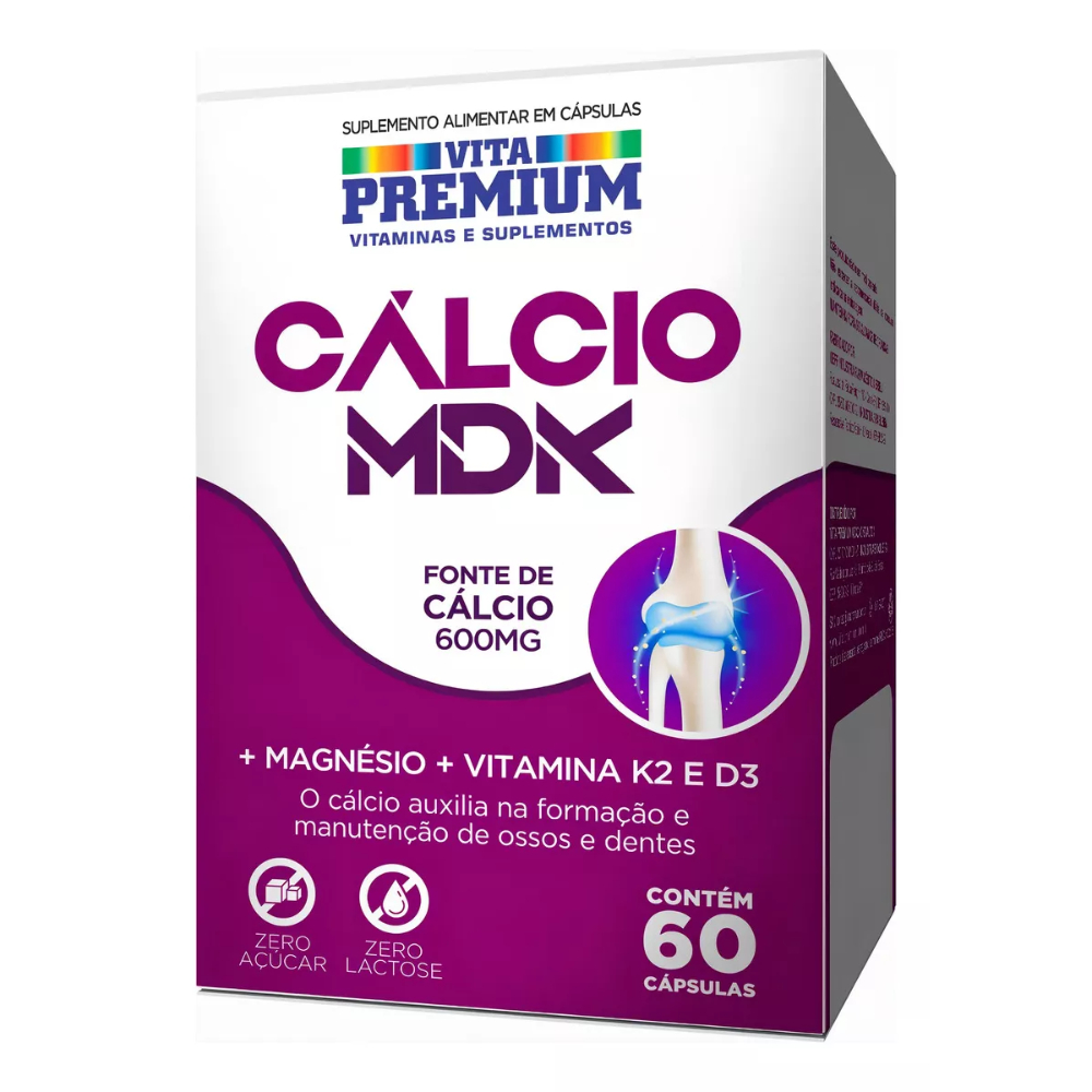Cálcio MDK C/ 60 Cáps Vita Premium Cálcio Magnésio K2 E D3