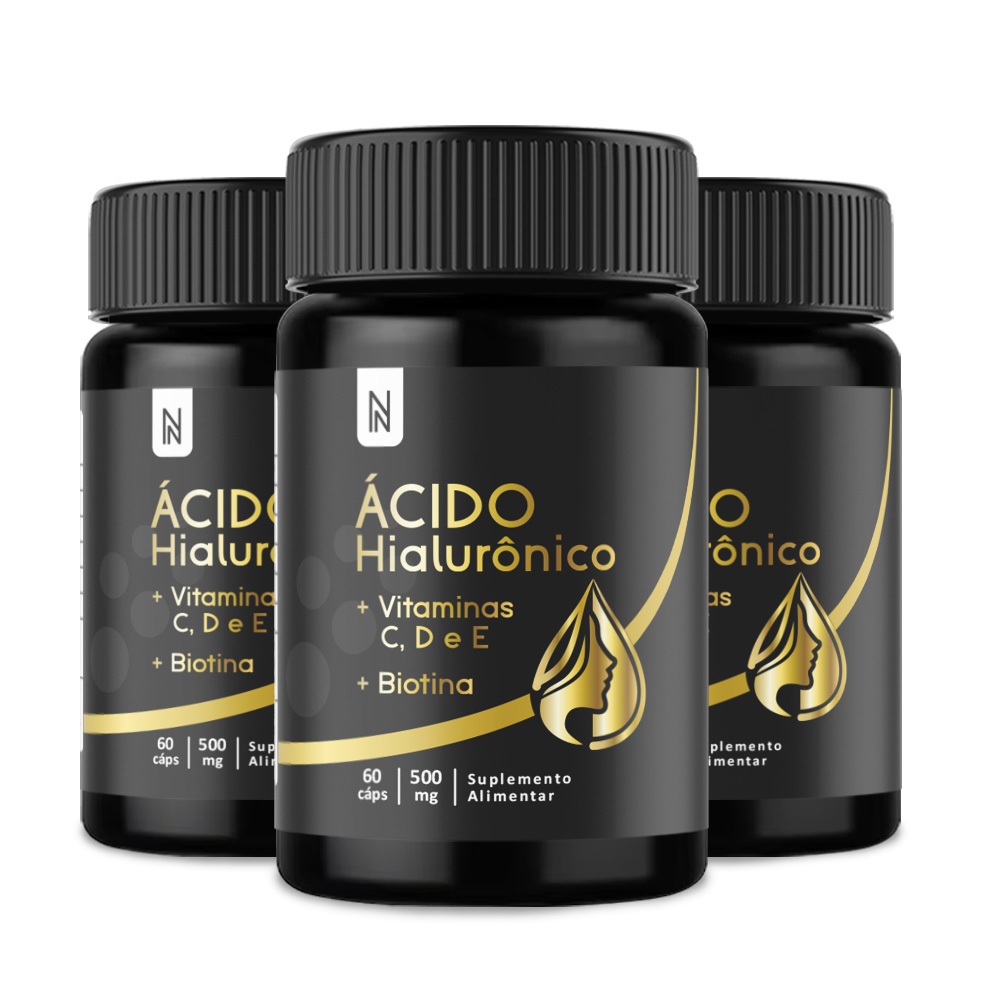 Kit 3x Ácidos Hialurônico 60 cápsulas NATURALY