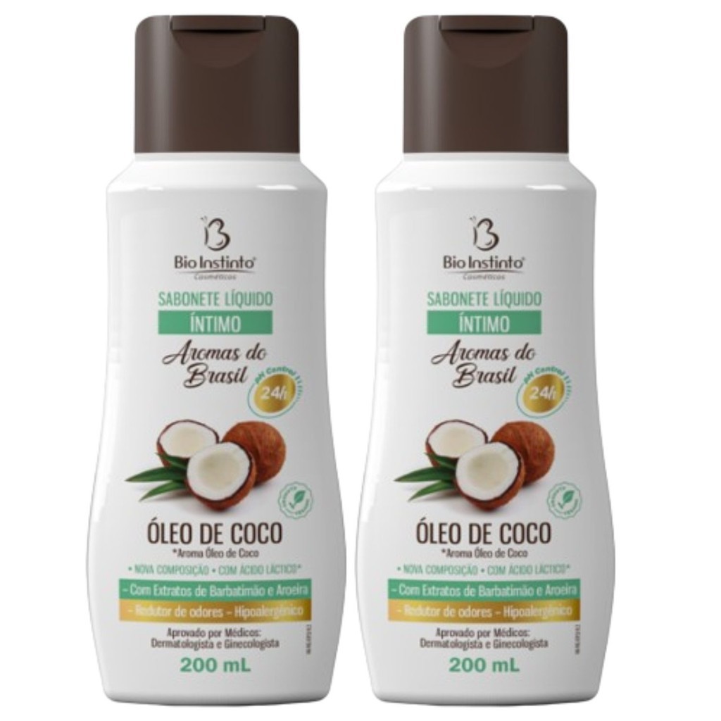 Kit 2 Sabonete Líquido Íntimo Óleo De Coco 200Ml - Bio Instinto