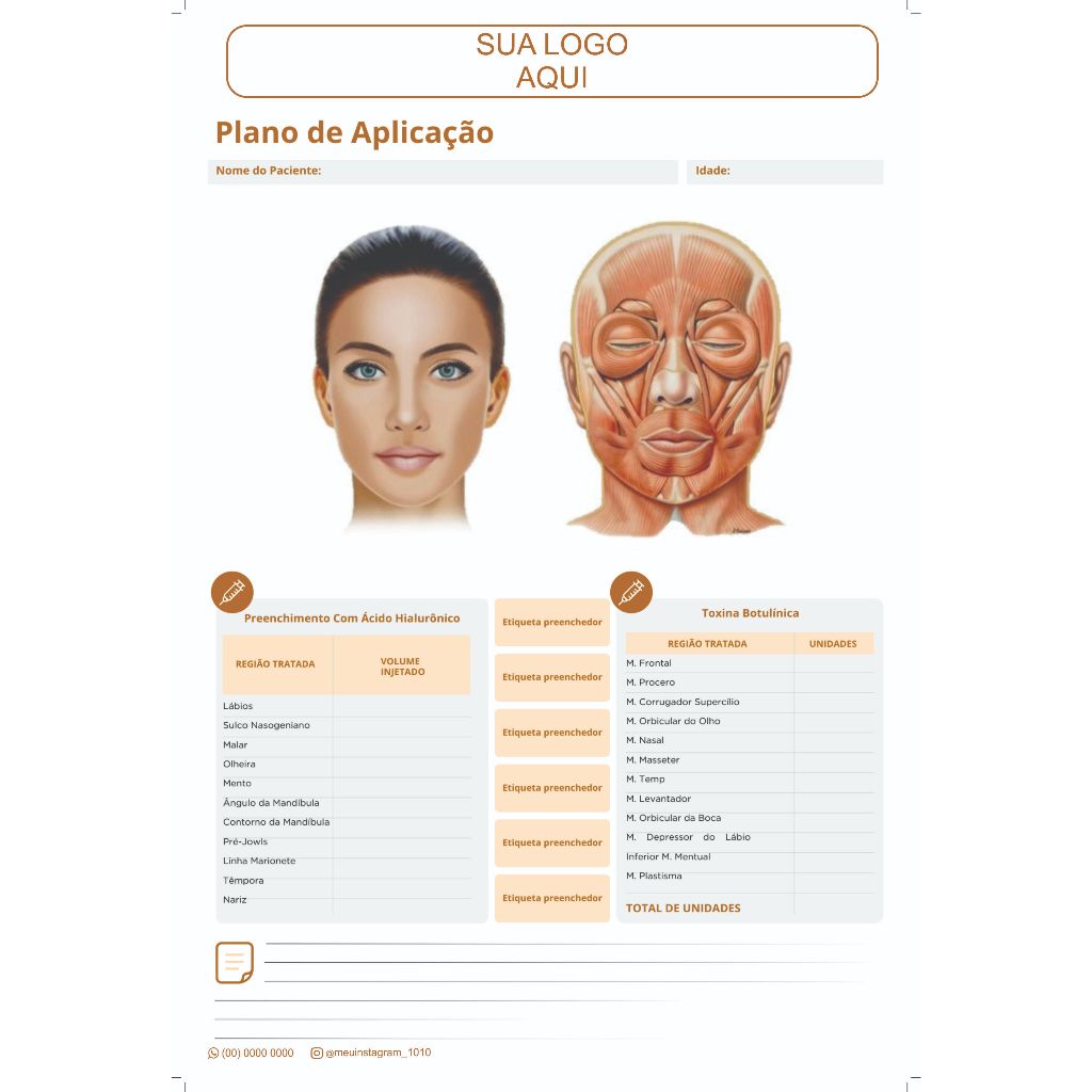FICHA DE ANAMNESE FACIAL -  PLANO DE APLICACAO BOTOX E ACIDO HIALURONICO