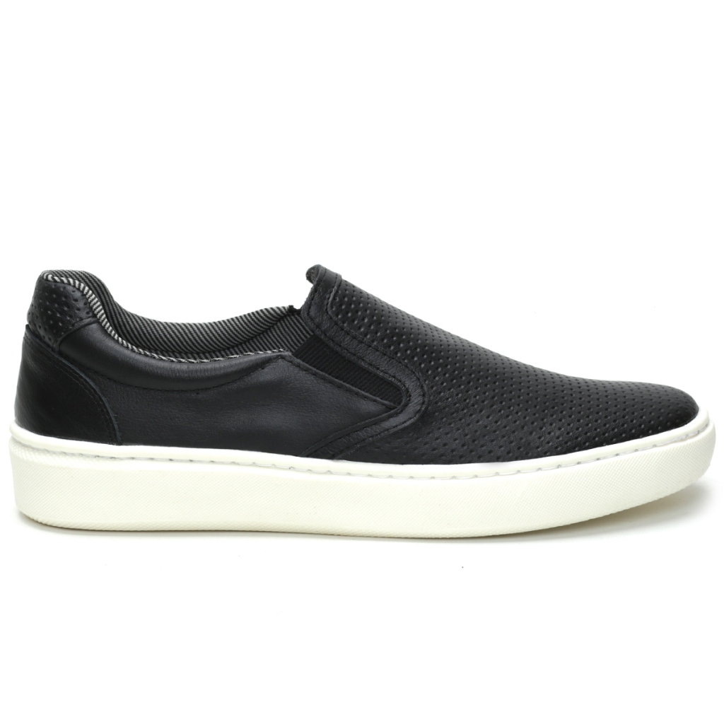 Tênis Slip On Couro Sapatênis Casual Moda Confortável Leve e Macio