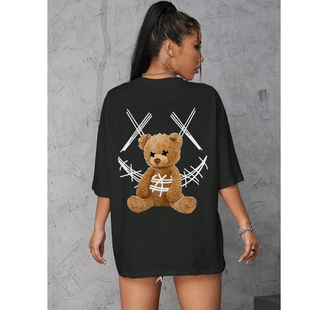 Camiseta Feminina Oversized Blusinha T Shirt Algodão Plus Size Infantil Pelucia Sorriso Streetwear