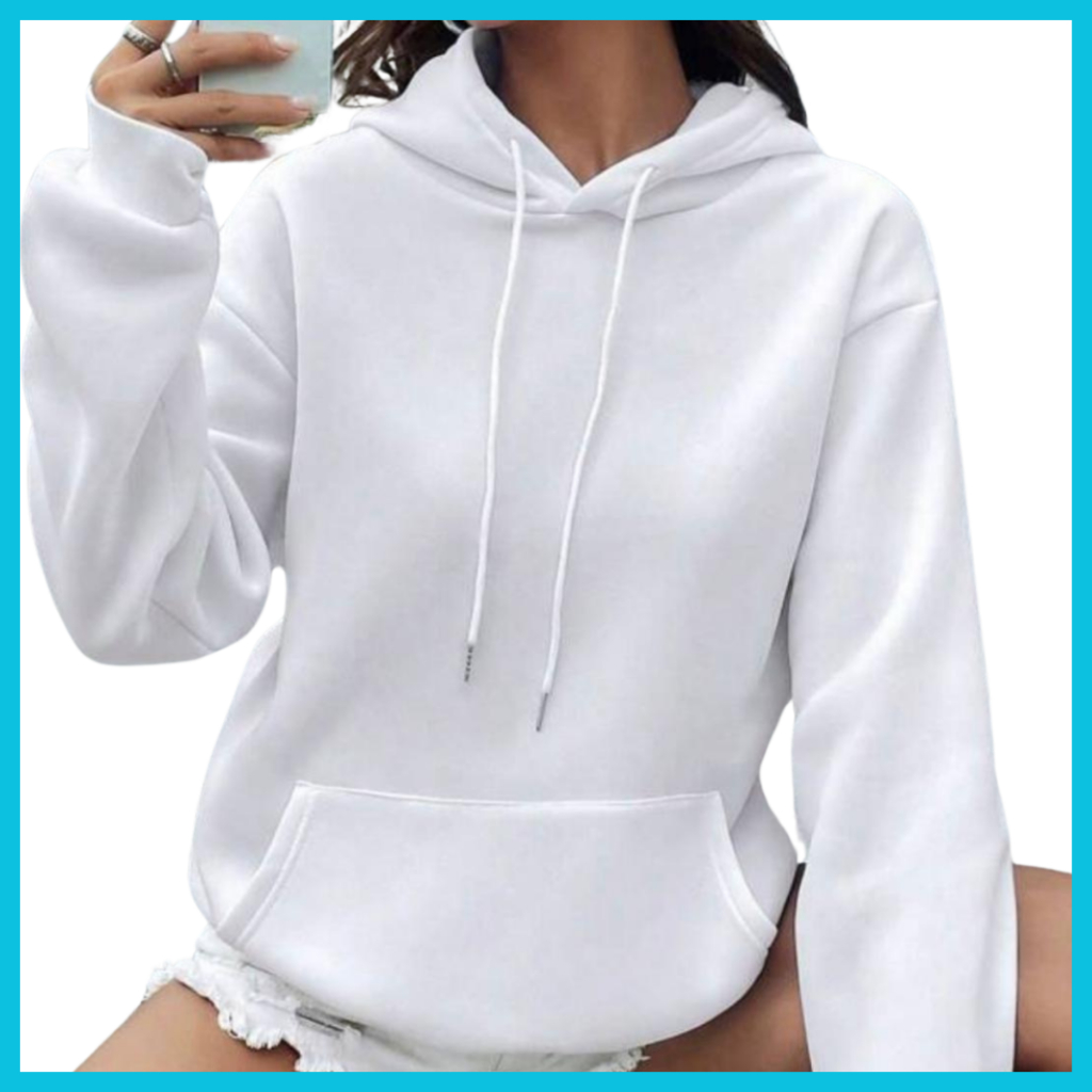 Blusa De Frio Feminino Moletom Com Capuz Canguru Fechado Unissex Liso Casaco Algodão Flane...