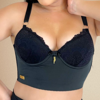 Sutiã reforçado sustentação soutien renda push up em Oferta na Shopee