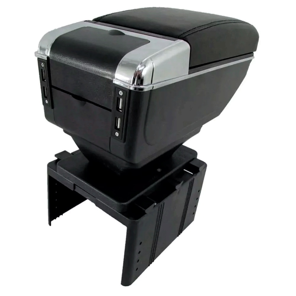 Apoio Console De Braço Automotivo Universal Com Entrada 7 Usb Preto