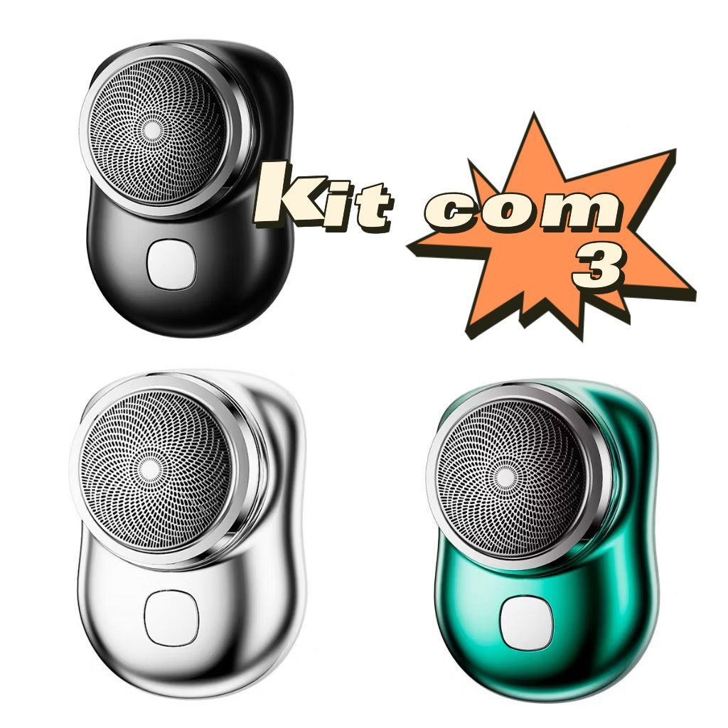 Kit com 3 Mini Barbeador Elétrico À Prova D'água