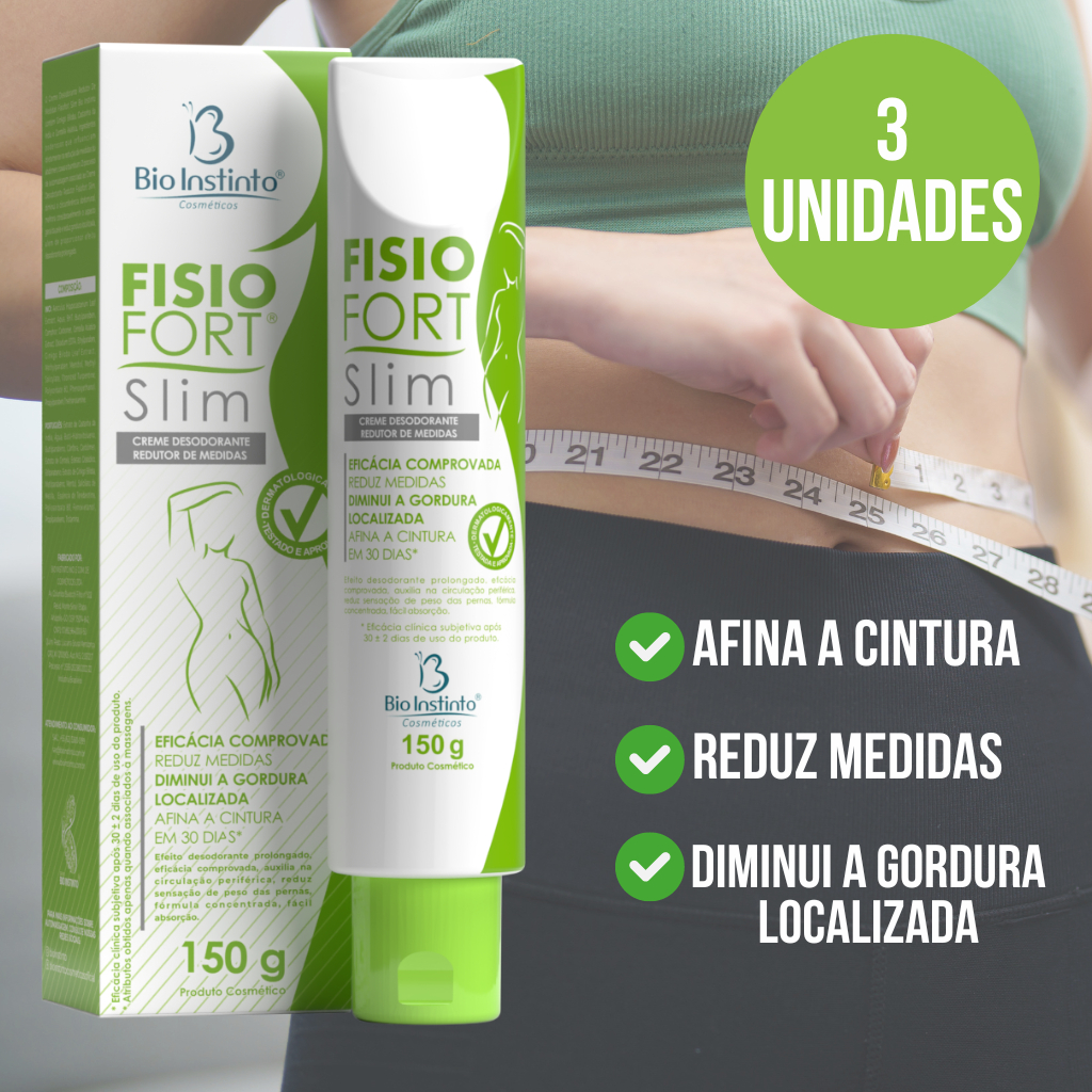3und Creme FISIOFORT SLIM - Redutor de Medidas Afina a Cintura REDUZ MEDIDAS Bio Instinto 150g