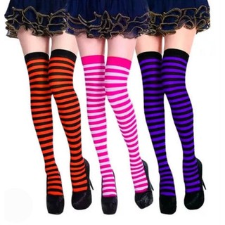 1 Par Meia 7/8 listrada  CASUAL cosplay quadrilha fantasia Colegial anime lolita meias preta branca uniforme