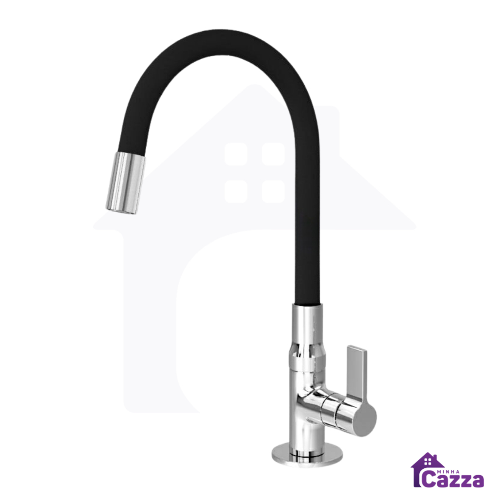 Torneira Gourmet de Cozinha Bancada Flexível Mesa Preta Black