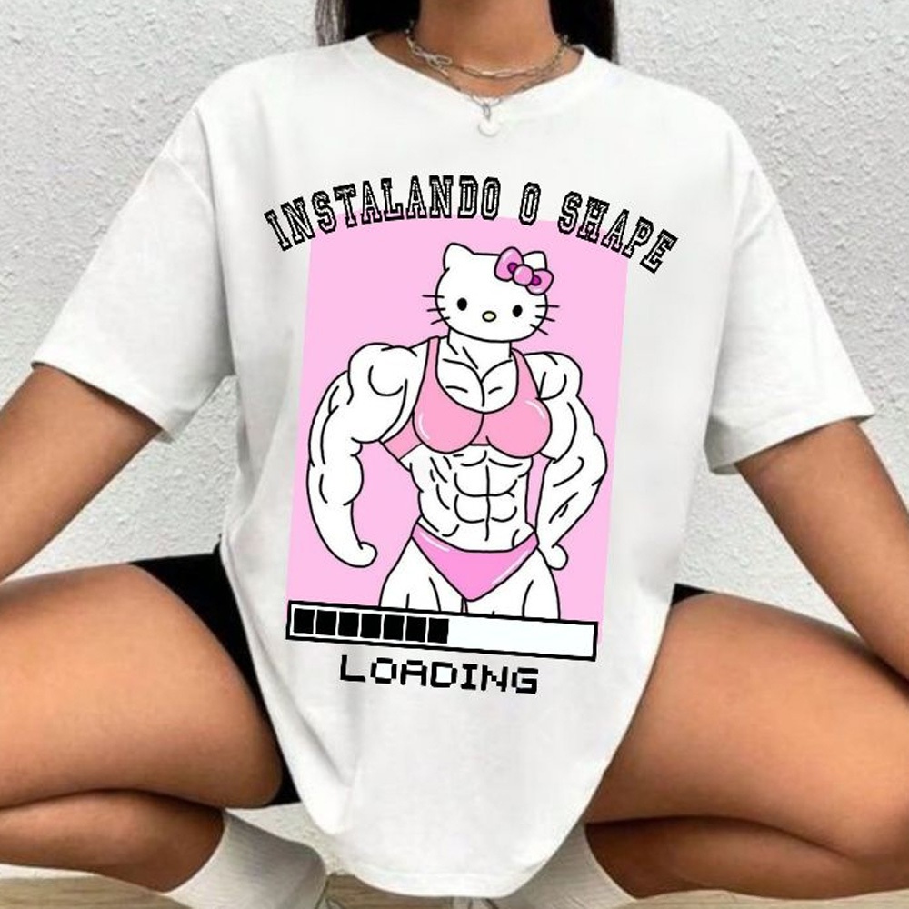 Camiseta Feminina Instalando Shape Anti Treino Fofo Unissex Confortavel Academia Premium Unissex