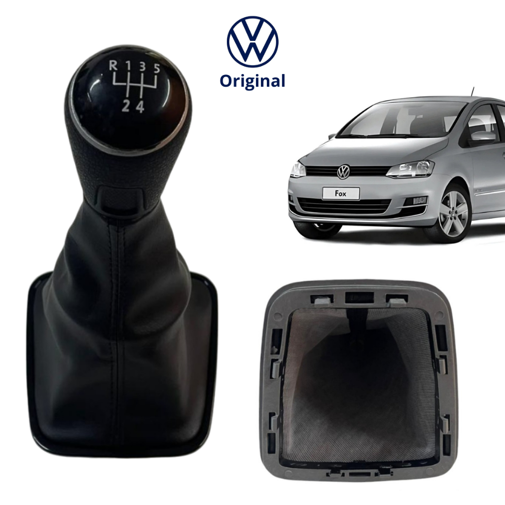 Coifa Capa Manopla Marcha Cambio Alavanca Preta com Bola Volkswagen Fox Crossfox Spacefox Original