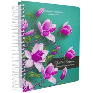 Bíblia Sagrada Com Espaço Para Anotações Harpa Avivada E Corinhos Flores Pink em Oferta na Shopee