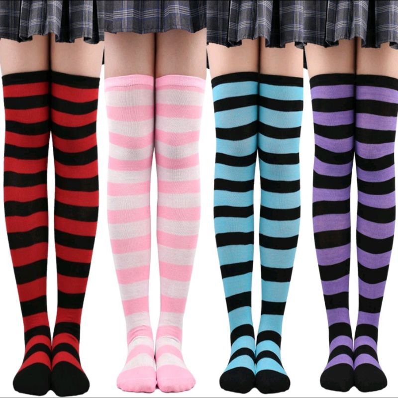 1 par Meia 7/8 CASUAL cano alto Cosplay Fantasia quadrilha festa n34a42 anime lolita Colegial Longa preta branca