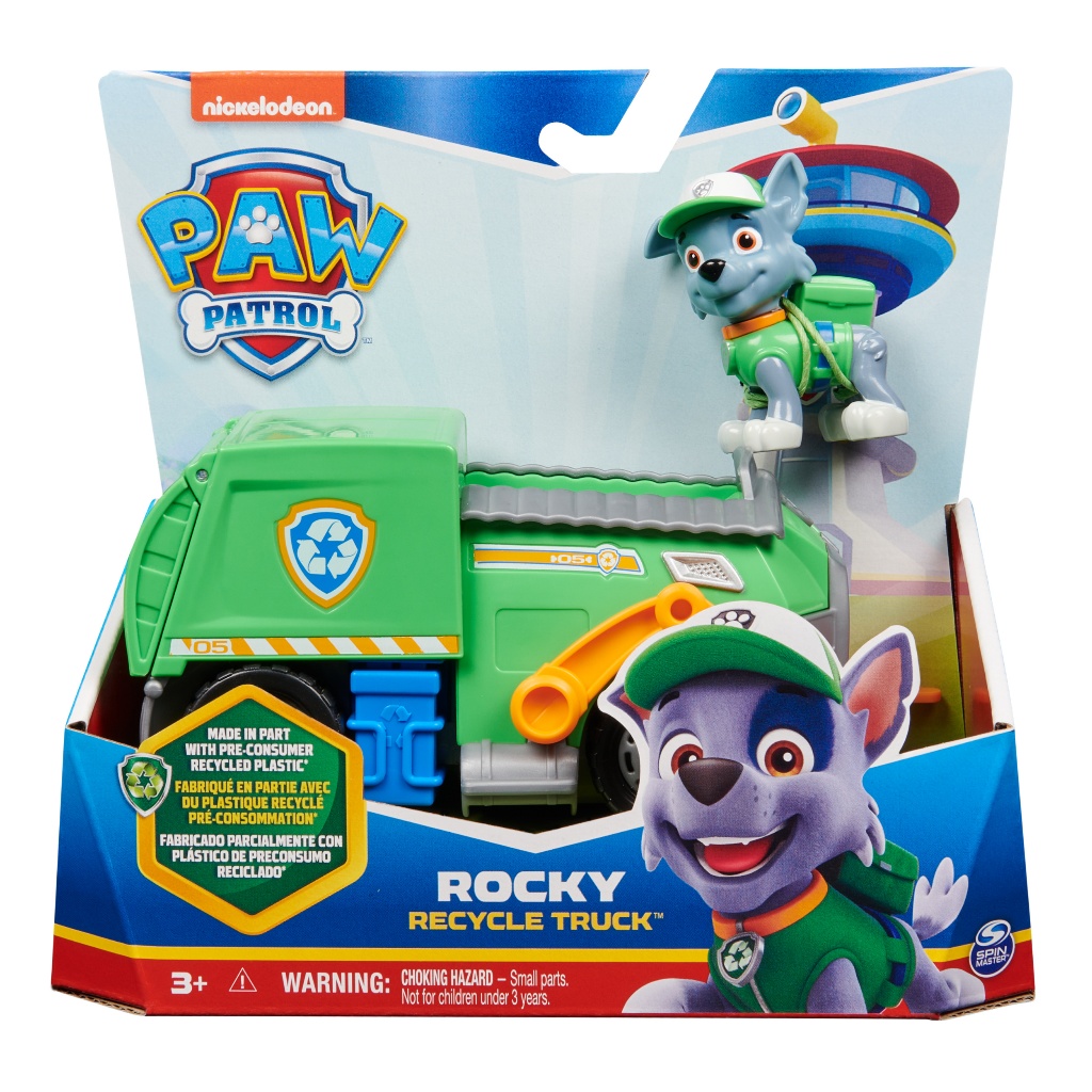 Brinquedo Carrinho Boneco Da Patrulha Canina Rocky Com Caminhão De Reciclagem