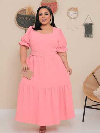 Vestido Midi Moda Evangelica com Cinto, do P ao G3 Congresso, Madrinha, Casamento, Moda Modesta em Oferta na Shopee