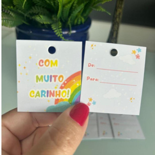 Tags crianças CHEGUEI | FRENTE E VERSO | Papelaria em Oferta na Shopee