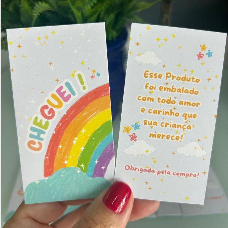 Cartão CRIANÇAS CHEGUEI | Obrigada pela compra | Cartão agradecimento | Cartão cliente | CRIANÇAS | Papelaria