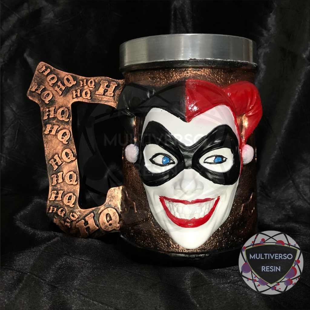 Caneca/Copo Arlequina Harley Quinn 500ml 3D Resina
