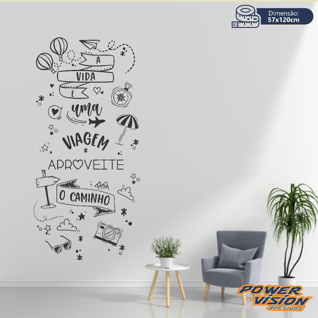 Adesivo Lettering A Vida É Uma Viagem Aproveite o Caminho