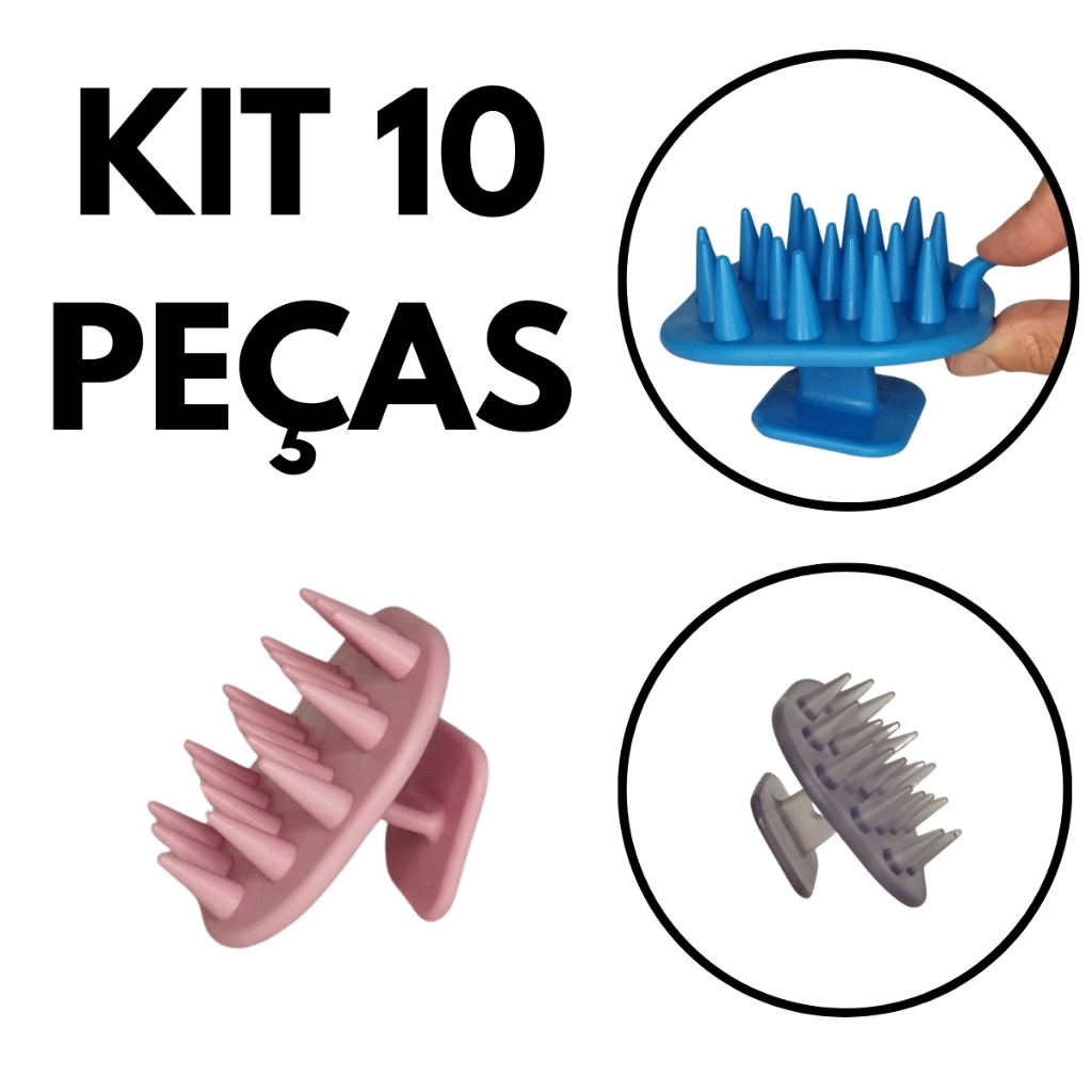 Kit 10 Escova Massageadora Para Lavar os Cabelos de Silicone em Oferta na Shopee