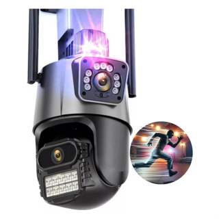 Camera Lente Dupla Wifi Segurança 6mp 4K Zoom Vigilância Com Luz Cor Preto em Oferta na Shopee