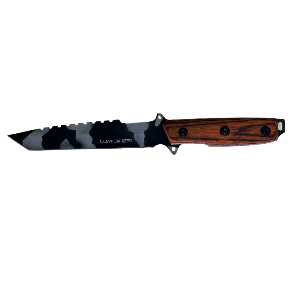 FACA EM AÇO INOX FULL TANG LINHA ACTION COM BAINHA CHURRASCO COZINHA PESCA AFIADA LUATEK SLK A147