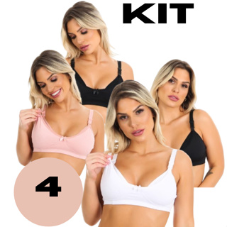 Kit 4 Sutiãs de Amamentação Sem Bojo Confortável Reforçado Pós Parto Feminino Gestante Soutien Sutia em Oferta na Shopee