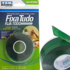 Fita Dupla Face Transparente Uso Interno 19mm x 2m Tek Bond