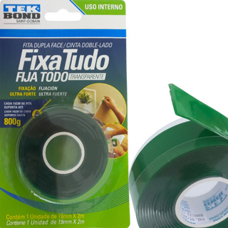 Fita Dupla Face Transparente Uso Interno 19mm x 2m Tek Bond em Oferta na Shopee