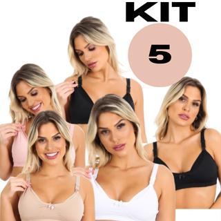 Kit c/5 Sutiãs de Amamentação Sem Bojo Confortável Reforçado Pós Parto Feminino Gestante Soutien Sutia em Oferta na Shopee