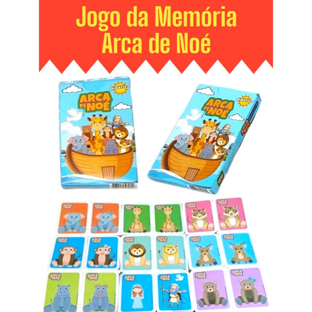 5 Jogo da Memória Arca de Noé Cartas Ilustradas com Animais Lembrancinha Dia das Crianças Prenda em Oferta na Shopee