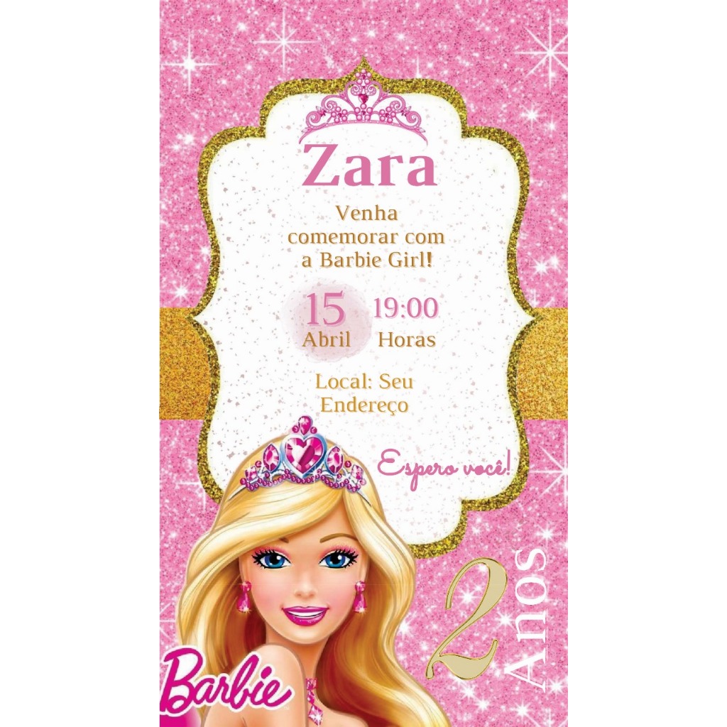 CONVITE INFANTIL  ANIVERSÁRIO BARBIE LUXO.