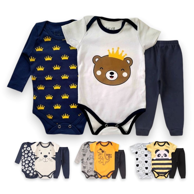 Kit Body Bebê 3 Peças Suedine, Menina ou Menino, roupas para bebê, Conjunto de Bebê Tamanho RN ao GG