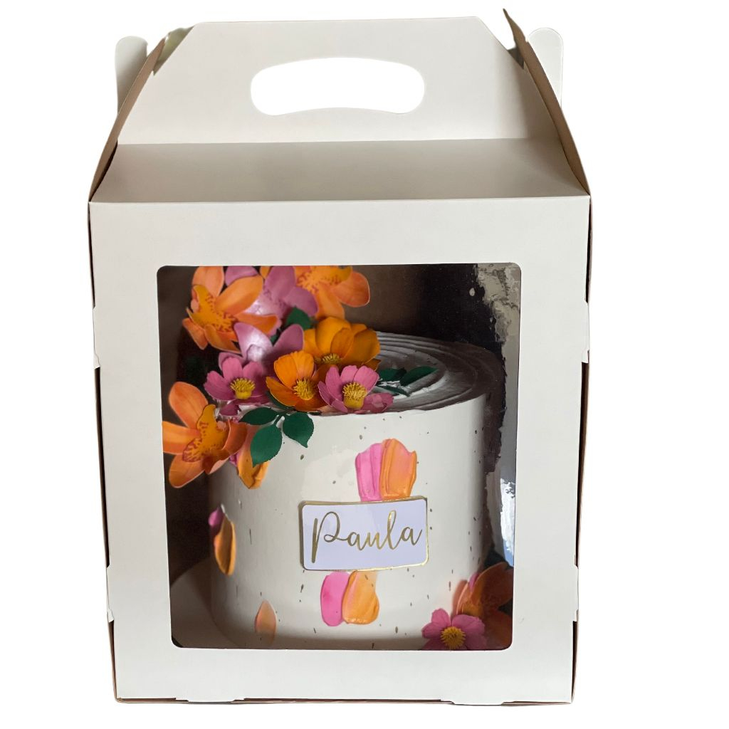 CAIXAS PARA BOLO ALTO 26x26x26  COM ALÇA DE APOIO E VISOR em Oferta na Shopee