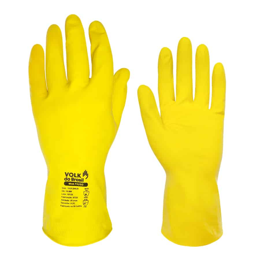 Luva Látex Multiuso Slim Amarela Volk Limpeza Luva de Segurança EPI em Oferta na Shopee