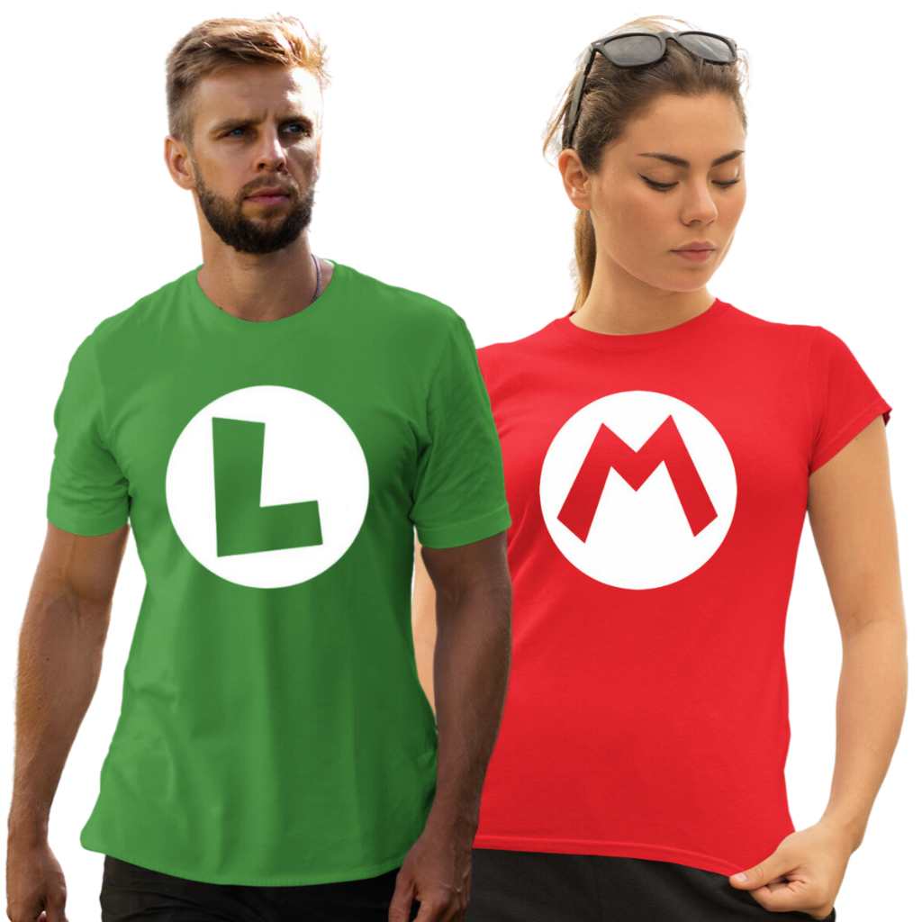 Kit 2 Camisetas Casal Mario Luigi Camisetas Mozão Aniversarios Balada Fantasia