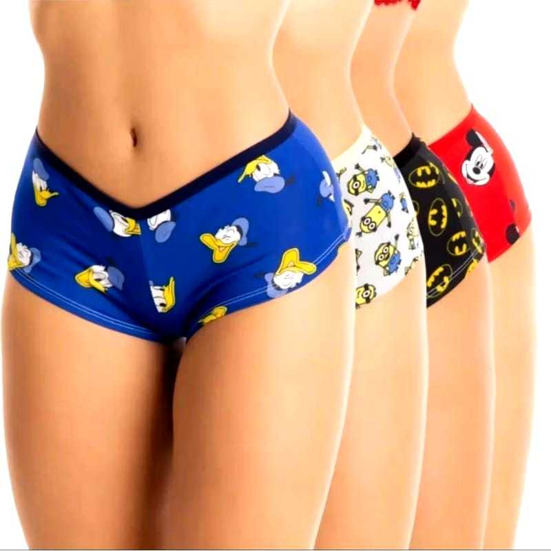 Kit  Shortinho  Estampado Confortável Boxer Calcinha Conforto Cueca Boxer Feminina Noite be