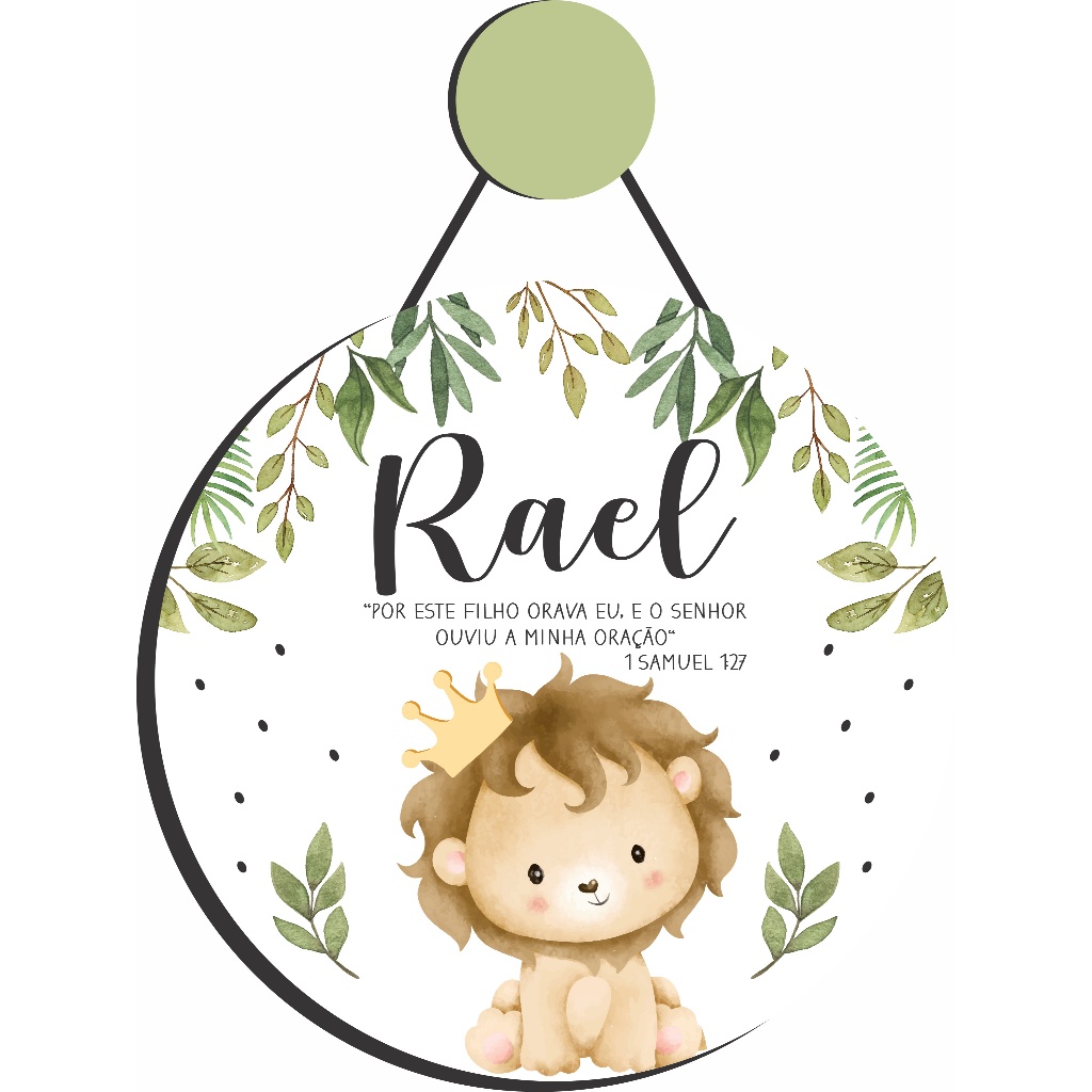 Enfeite Porta Maternidade Leão Folhas - Leãozinho Baby - Nome personalizado - Decoração para quarto! em Oferta na Shopee