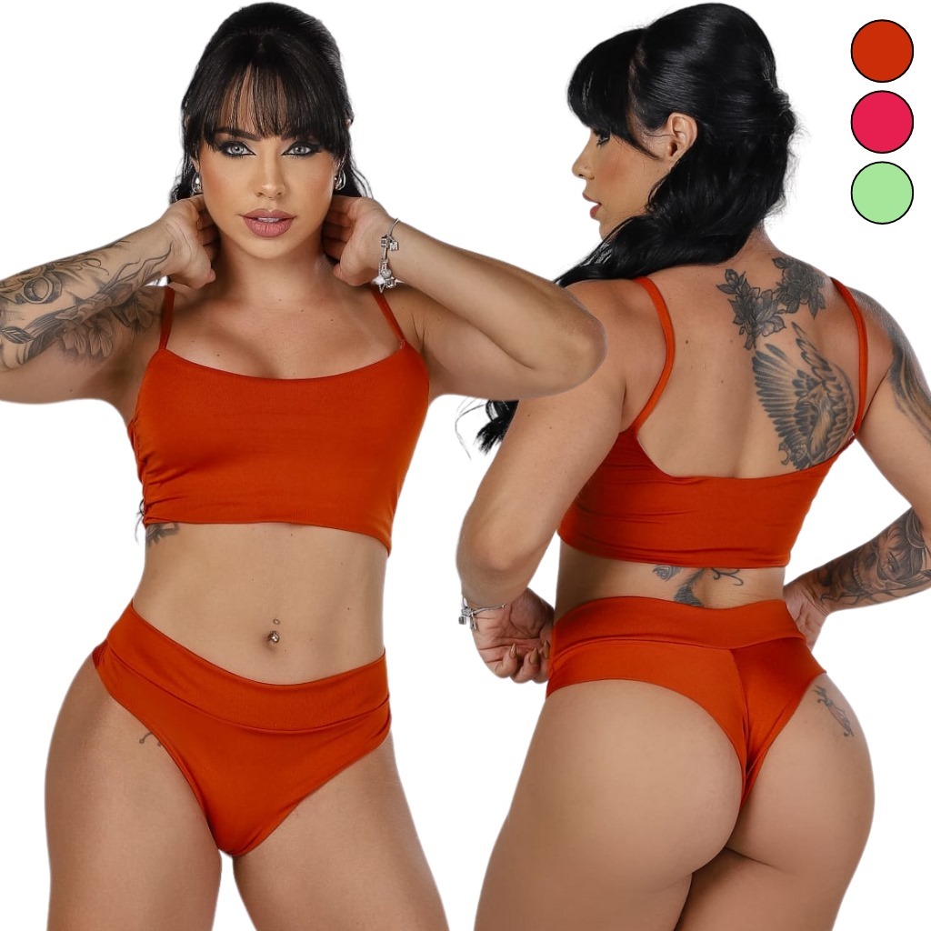 Biquini Feminino Cintura Alta Biquíni Top Faixa Suplex Forrado Fio Duplo
