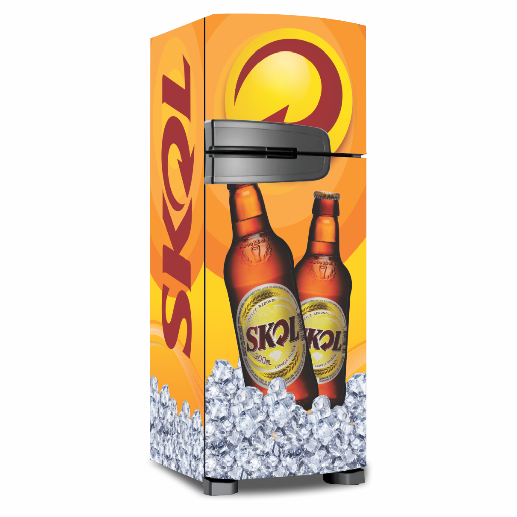 Adesivo para Geladeira Cerveja Skol Envelopamento Vinil Qualidade Premium