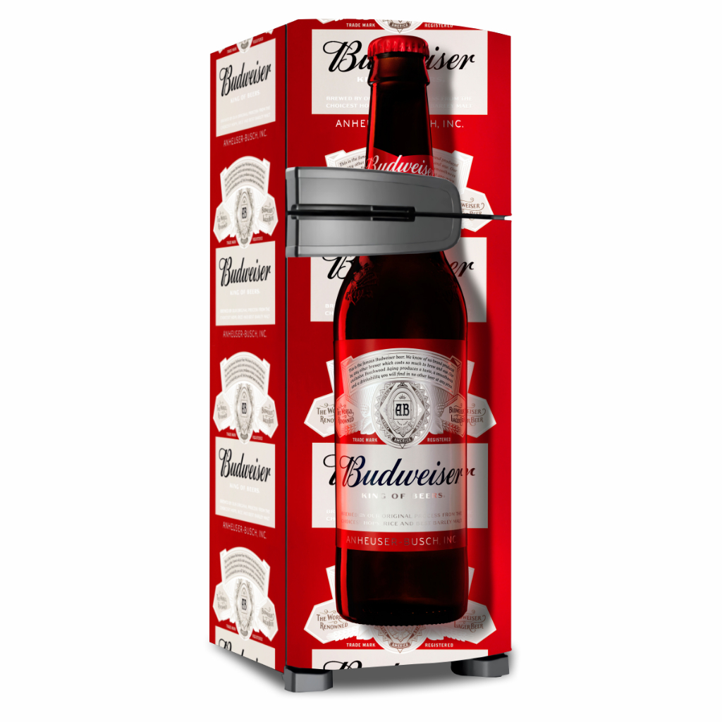 Adesivo para Geladeira Cerveja Budweiser Envelopamento Vinil Qualidade Premium