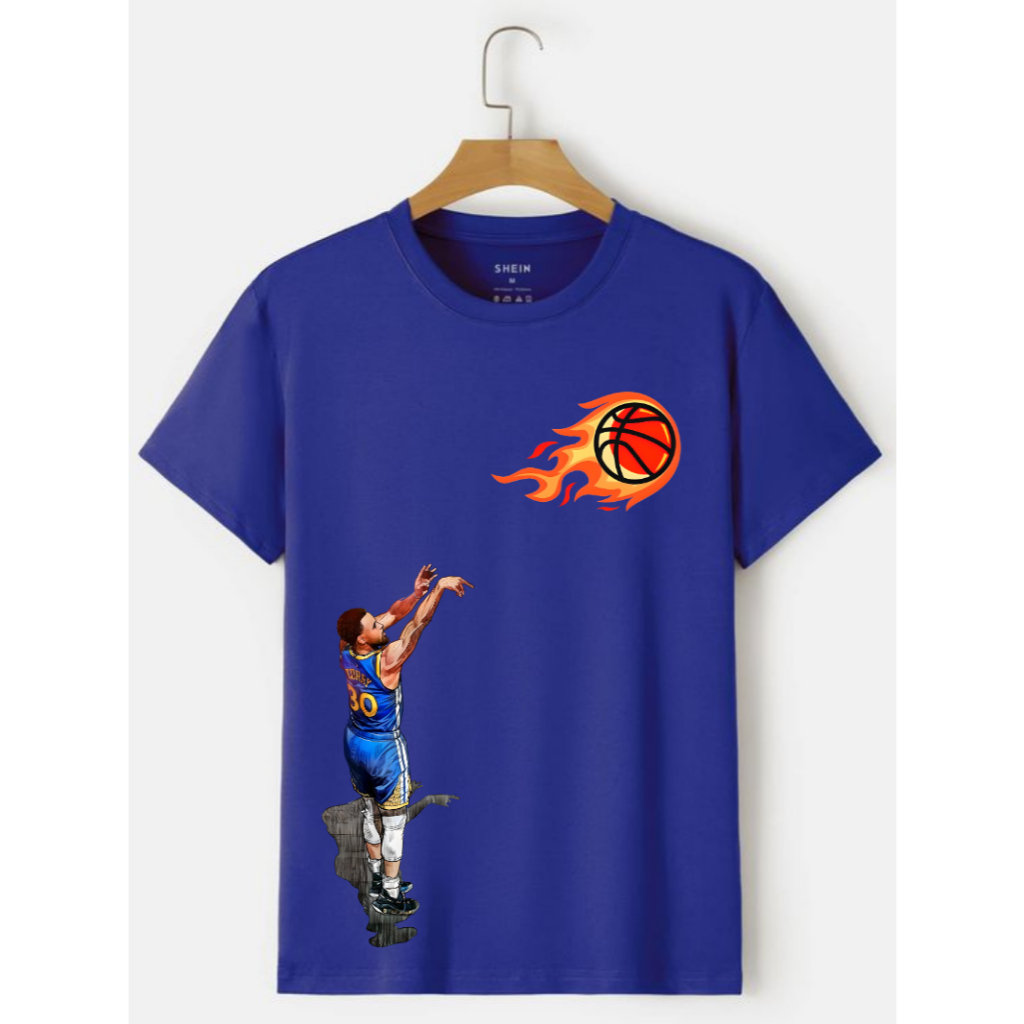 Camiseta Curry Basquete Bola de Fogo Jogo Game Infantil do 04 ao 16 Game Camisa Unissex Algodão